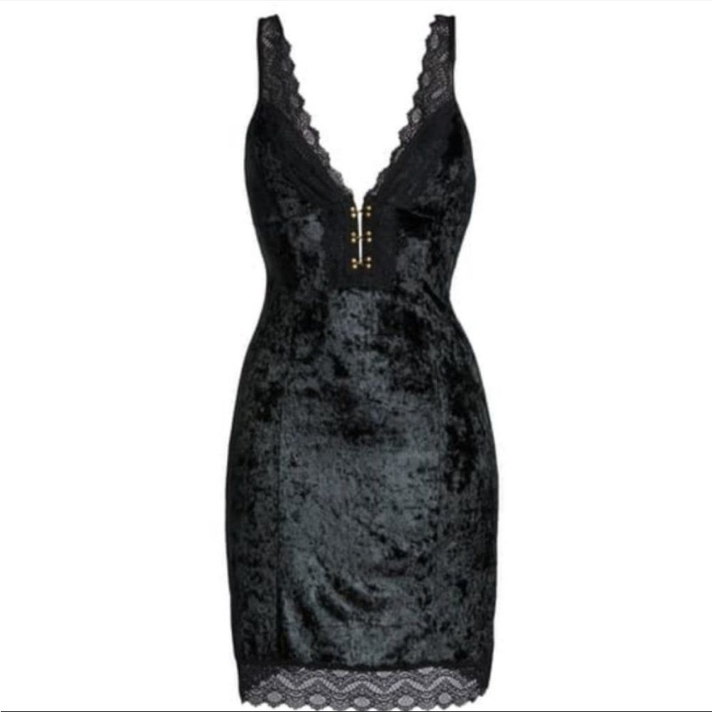 Free People Wait for It Velvet Mini Dress in Black Corset Sz XS - Picture 2 of 2